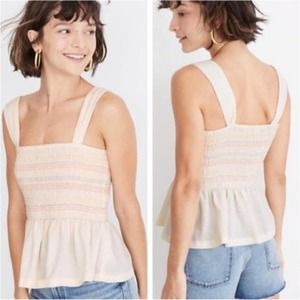 Madewell Rainbow Smocked Peplum Top size xs